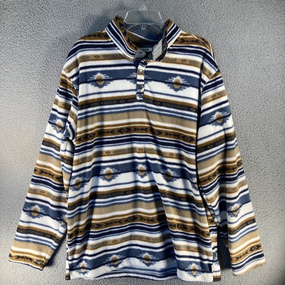 ROWM Fleece Pullover Mens XLT Multicolor Southwestern Snap Mock Neck Tall